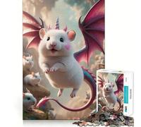 Rompecabezas híbrido Unicornio Ratón Blanco Dragón para Adultos 1000 Piezas Juego de Memoria Ajuste Firme Montaje Seguro Juego de construcción de Conexiones significativas (50x75cm)