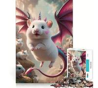 Rompecabezas híbrido Unicornio Ratón Blanco Dragón para Adultos 1000 Piezas Juego de Memoria Ajuste Firme Montaje Seguro Juego de construcción de Conexiones significativas (38x26cm)