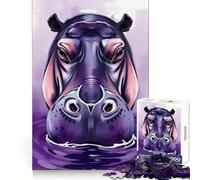 Rompecabezas Hipopótamo Morado en el Agua para Adolescentes, 1000 Piezas, Juguete Intelectual, Escapada Calma, Corte de Calidad, Regalo de Temporada (38x52cm)