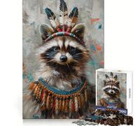 Rompecabezas histórico de Mapache Indio de 1000 Piezas para Adultos, Juguete de lógica Mental, Tiempo Tranquilo, Corte Firme, (38x26cm)