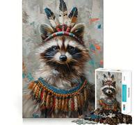 Rompecabezas histórico de Mapache Indio de 1000 Piezas para Adultos, Juguete de lógica Mental, Tiempo Tranquilo, Corte Firme, (38x26cm)