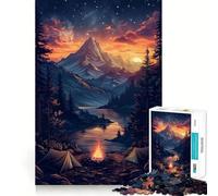 Rompecabezas Hoguera de montaña para Adultos, 1000 Piezas Juguete Inteligente para el hogar Disfrute de un Corte preciso Decoración de Pared 38x26cm