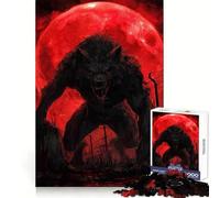 Rompecabezas Hombre Lobo Bajo la Luna de Sangre, 1000 Piezas para Adultos Potenciador Mental, Relajante y Divertido Bordes Uniformes Regalo Ideal (50x75cm)