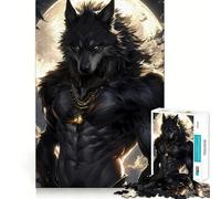 Rompecabezas Hombre Lobo Bajo la Luna Llena 1000 Juego de Concentración Mental Diseño Ajustado Sin Espacios Desafío Interactivo para el Cerebro en Casa (38x52cm)