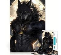 Rompecabezas Hombre Lobo Bajo la Luna Llena 1000 Juego de Recuerdo Mental Alta Precisión Manualidad de Corte Desafío Interactivo para el Cerebro en Casa (38x26cm)