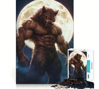 Rompecabezas Hombre Lobo Bajo la Luna Llena 1000 Piezas Diversión para Desarrollar la Memoria Bordes Lisos Encaje Forma Divertida de Llenar Horas Libres (38x26cm)