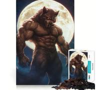 Rompecabezas Hombre Lobo Bajo la Luna Llena 1000 Piezas Diversión para ejercitar la Memoria Bordes Lisos Encaje Forma Divertida de llenar Las Horas vacías (50x75cm)
