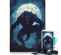 Rompecabezas Hombre Lobo Bajo la Luna Llena 1000 Recall Fun Play Tecnología Avanzada de Corte Láser Juguete de Entretenimiento para Interiores (38x26cm)