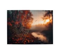 Rompecabezas horizontal de madera de telaraña al atardecer, 500 piezas, desarrolla habilidades prácticas para relajarse e interactuar entre padres e hijos