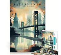 Rompecabezas Horizonte Urbano de Sacramento para Adolescentes, 1000 Piezas, Mejora la Memoria, Alivio de la Tensión, Bordes Precisos, Pieza de Bellas Artes (38x26cm)