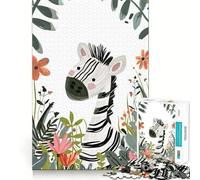 Rompecabezas ilustrado de Cebra con 1000 Piezas Juguete de construcción Focus Ajuste Firme Montaje Seguro Juguete de Entretenimiento para Interiores (38x26cm)