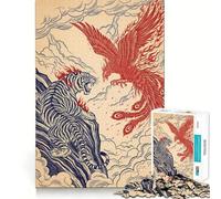 Rompecabezas ilustrado de la confrontación Entre el Tigre y el fénix para Adultos, 1000 Piezas, Juguete Que desafía la Mente, Pieza de colección de Arte de Corte nítido 38x52cm