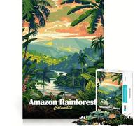 Rompecabezas ilustrado de la Selva amazónica de Colombia para Adultos,1000 Piezas,Juego para estimular la Mente,Piezas de Ajuste preciso y sin Costuras,Actividad Relajante para Grupos en Interiores
