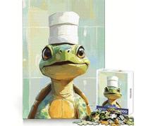 Rompecabezas ilustrado de la Tortuga Chef para Adultos,1000 Piezas,desafío Mental,diversión Tranquila,sin Bordes ásperos,Regalo Festivo (38x26cm)