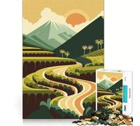 Rompecabezas ilustrado de Paisaje de terrazas de arroz para Adultos, 1000 Piezas, Rompecabezas Mental, pasatiempo Relajante, Montaje de imágenes, Regalo Encantador (38x26cm)