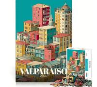 Rompecabezas ilustrado de Paisaje Urbano de Valparaíso,Chile,1000 Piezas,diversión Garantizada,tecnología Avanzada de Corte láser,Juguete de Entretenimiento para Interiores (50x75cm)