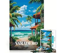 Rompecabezas ilustrado de Varadero,Cuba Beach Resort,1000 Piezas Juego de Habilidad Mental Ajuste Estable Sin Piezas Que se muevan Pasatiempo Divertido para Fines de Semana Largos (38x26cm)