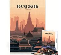 Rompecabezas ilustrado del Horizonte de Bangkok, Tailandia, para Adultos, 1000 Piezas, Pensamiento crítico, Escape Sereno, Bordes Uniformes, Regalo Festivo (38x26cm)