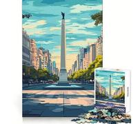 Rompecabezas ilustrado del Obelisco de Buenos Aires,1000 Piezas para Adultos Desarrolla la Capacidad cognitiva Tiempo Bien invertido Corte preciso Regalo Memorable (38x52cm)