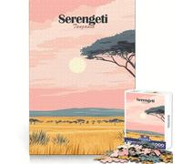 Rompecabezas ilustrado del Paisaje del Serengeti, Tanzania, para Adolescentes, 1000 Piezas, Ejercicio cognitivo, Relajante y Divertido, sin Bordes ásperos, Regalo Ideal de Navidad (50x75cm)