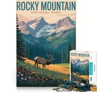 Rompecabezas ilustrado del Parque Nacional de Las Montañas Rocosas, 1000 Piezas para Adultos, para Mejorar la Memoria y aliviar la ansiedad Diseño para armar Regalo artístico (50x75cm)