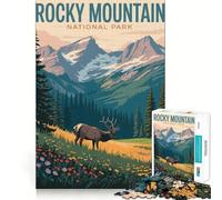 Rompecabezas ilustrado del Parque Nacional de Las Montañas Rocosas para Adultos, 1000 Piezas, Juego Mental, Juguete para aliviar la ansiedad, Arte de Corte preciso, Coleccionable (38x52cm)