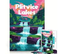 Rompecabezas ilustrado del Parque Nacional de los Lagos de Plitvice, 1000 Piezas para Adultos, Juguete de lógica y Entretenimiento, Bordes Lisos, Regalo de Temporada (50x75cm)