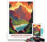 Rompecabezas ilustrado del Parque Nacional de Samoa Americana,1000 Piezas para Adultos,Juego para estimular la Memoria,Calidad Profesional,Actividad de recolección conmovedora (50x75cm)
