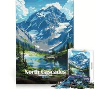 Rompecabezas ilustrado del Parque Nacional North Cascades para Adultos,1000 Piezas,para ejercitar la Memoria,Actividad Relajante,Bordes limpios, (38x52cm)