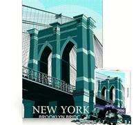 Rompecabezas ilustrado del Puente de Brooklyn,Nueva York,para Adolescentes,1000 Piezas,destreza Mental,Relajante,Tiempo Libre,Corte Premium,cálido, (38x52cm)