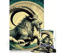 Rompecabezas ilustrado del Signo Zodiacal Capricornio, 1000 Piezas para Adultos, estimulación Cerebral, Entretenimiento Tranquilo, Corte Premium, Bonito Regalo (50x75cm)
