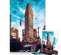 Rompecabezas ilustrados de la Ciudad de Nueva York para Adolescentes, 1000 Piezas, Juguete para ejercitar la Mente, Imagen Relajante y acogedora, Sorpresa cálida (38x52cm)