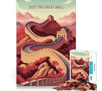 Rompecabezas ilustrados de la Gran Muralla 1000 Piezas Juego de concentración Mental Corte de precisión Bordes Suaves Juego para Construir Conexiones significativas (50x75cm)