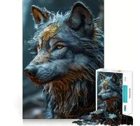Rompecabezas ilustrados de Lobo Real para Adultos, 1000 Piezas, Mejora la Memoria, relaja la Mente, Pieza de colección de Arte de Bordes Afilados (38x52cm)