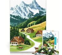 Rompecabezas ilustrados de un Pueblo Alpino para Adultos,1000 Piezas Estimula la Mente Juego de Corte preciso Alineación Actividad para Fortalecer los Lazos Familiares (50x75cm)
