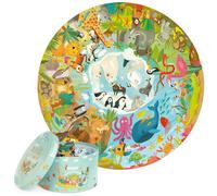 boppi puzle Circular de los Animales del Mundo Hecho de cartón 100% Reciclado, Animales de la Jungla, el Desierto, el océano y el Bosque, para niños de 3, 4, 5, 6, 7 y 8 años, 58 cm de diámetro