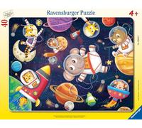 Ravensburger Puzle Infantil con Marco de 30 a 48 Piezas, diseño de astronautas Animales