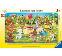 Rompecabezas Infantil Ravensburger 12004042 Animal Birthday Party, Rompecabezas con Marco para niños a Partir de 3 años, con 15 Piezas
