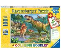 Rompecabezas Infantil Ravensburger 13695 World of Dinosaurs: Rompecabezas de Dinosaurios para niños a Partir de 6 años, con 100 Piezas en Formato XXL, Incluye Libro para Colorear
