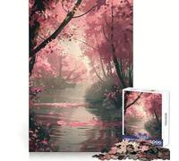 Rompecabezas Infantil Reflejos del Bosque Rosa para Adolescentes, 1000 Piezas, Rompecabezas Mental, Juego Casual y Relajante, Regalo conmovedor (38x26cm)
