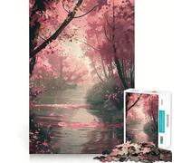 Rompecabezas Infantil Reflejos del Bosque Rosa para Adolescentes, 1000 Piezas, Rompecabezas Mental, Juego Casual y Relajante, Regalo conmovedor (38x26cm)
