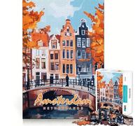 Rompecabezas Interactivo de 1000 Piezas con diseño de los Canales de Ámsterdam Juego de Ejercicios mentales con Encaje Huecos Desafío Cerebral para el hogar (50x75cm)