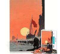 Rompecabezas Invasión Vikinga al Atardecer de 1000 Piezas Juguete Creativo para desarrollar la Habilidad Componentes Resistentes y de Corte Limpio Ideal para Llevar de Viaje Juego Mental Regalo
