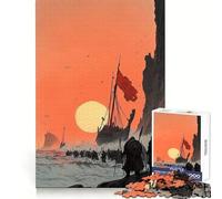 Rompecabezas Invasión Vikinga al Atardecer para Adultos, 1000 Piezas, Estrategia, Pensamiento, Pasatiempo Relajante, Ajuste Preciso, Regalo Navideño (50x75cm)