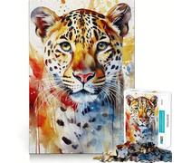 Rompecabezas Jaguar Pintado en Acuarela 1000 Juego Think Boost Cierre hermético Sin Piezas Sueltas Desafío Interactivo para el Cerebro en casa (50x75cm)