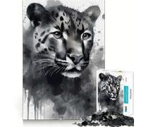 Rompecabezas Jaguar Pintado en Acuarela de 1000 Piezas Juego de Habilidad Mental Ajuste Estable Sin Piezas Que se muevan Un pasatiempo Agradable para Fines de Semana Largos (38x52cm)