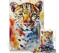 Rompecabezas Jaguar Pintado en Acuarela de 1000 Piezas para Adolescentes Desarrolla la Capacidad de razonamiento Un Escape Sereno Corte preciso Regalo Original (38x26cm)