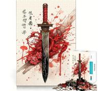 Rompecabezas japonés Antiguo de Katana para Adultos,1000 Piezas,Juego para estimular la Mente,Corte láser, Actividad Relajante para Grupos en Interiores (50x75cm)