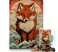 Rompecabezas japonés Antiguo Kitsune de 1000 Piezas para Adolescentes Juego de Habilidad Mental Corte láser para un Ajuste Actividad Relajante para Grupos en Interiores (38x52cm)