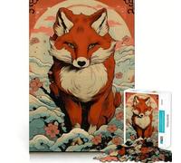 Rompecabezas japonés Antiguo Kitsune de 1000 Piezas para Adultos Piensa,Entrena,Juega Encaja Perfectamente,sin Piezas Sueltas aliviar el estrés (38x26cm)